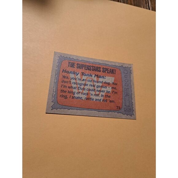 Vintage 1987 WWF Honky Tonk Man Wrestling Trading Card 73 Superstars Speak Topps - Picture 3 of 3